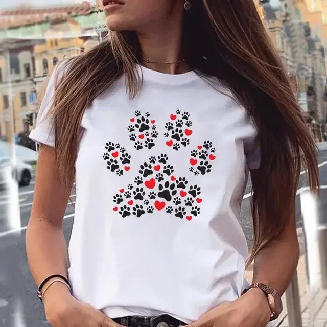 Dog Paw Print Women's T-Shirt - 90s Style Graphic Tee