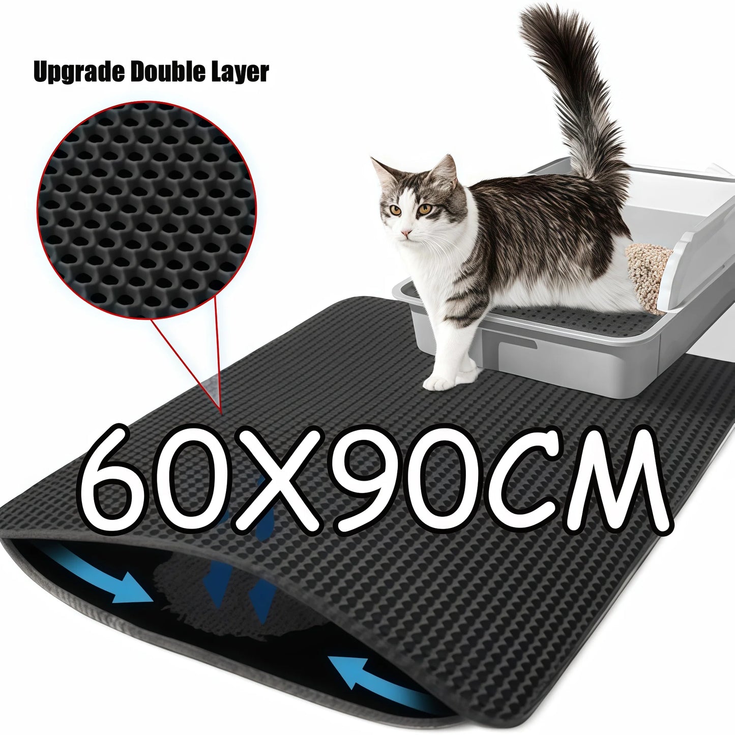 Waterproof cat litter mat traps litter and protects floors
