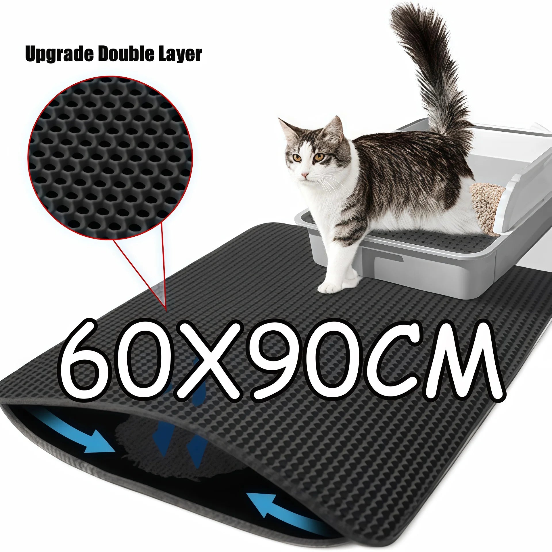 Waterproof cat litter mat traps litter and protects floors
