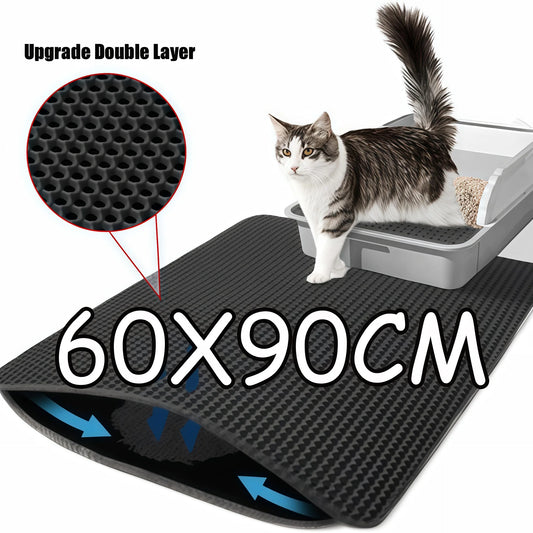 Waterproof cat litter mat traps litter and protects floors
