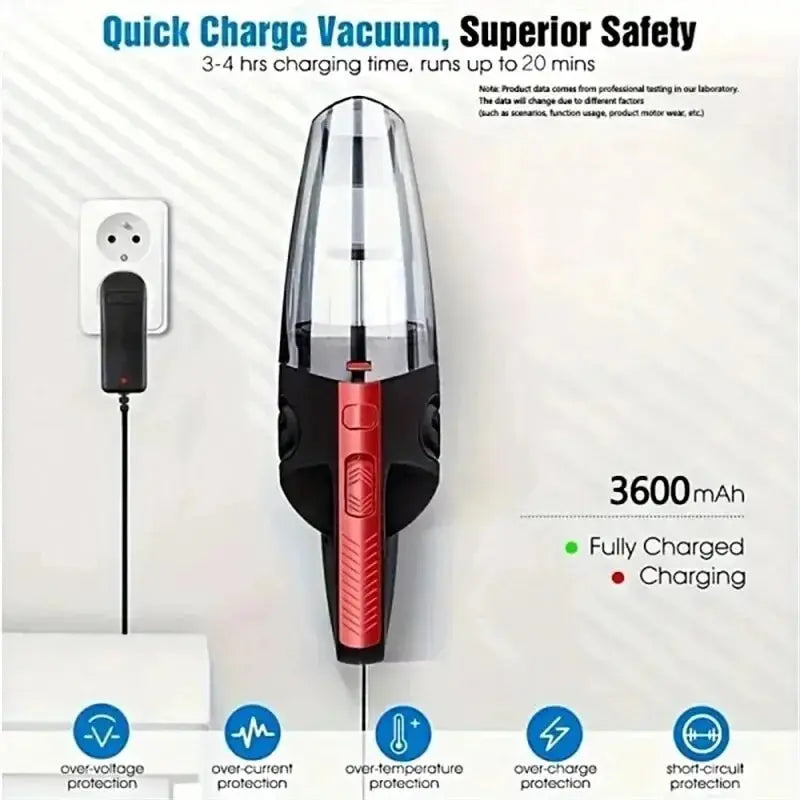 Portable Wireless Vacuum Cleaner - Powerful Pet Hair Remover for Car & Home