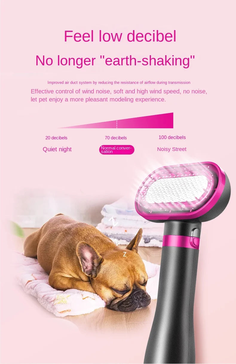 Pet Grooming Dryer Brush - 2-in-1 Quiet Tool