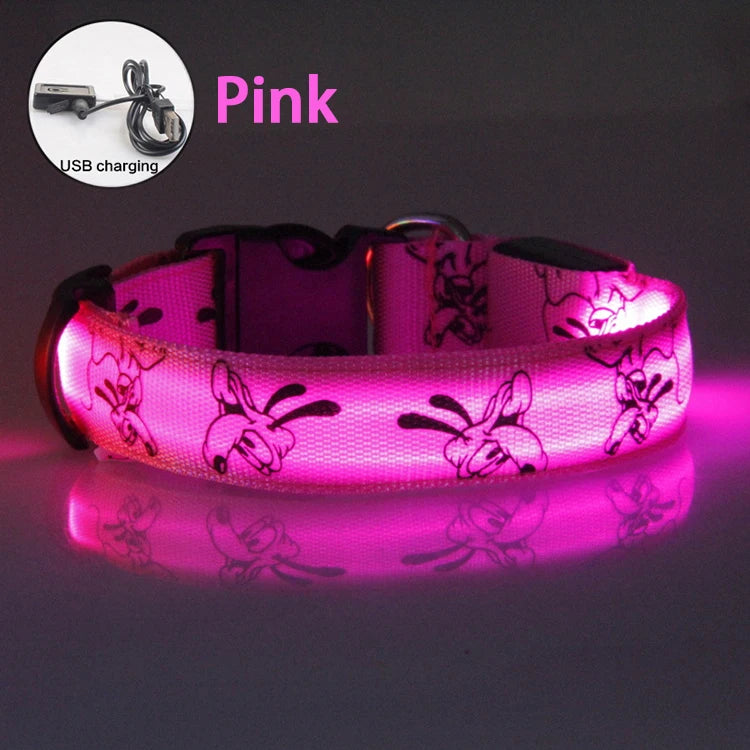 LED Dog Collar - USB Rechargeable Night Safety Light