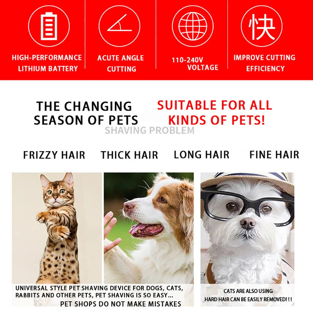 Pet Hair Clipper - Cordless Grooming Trimmer Set