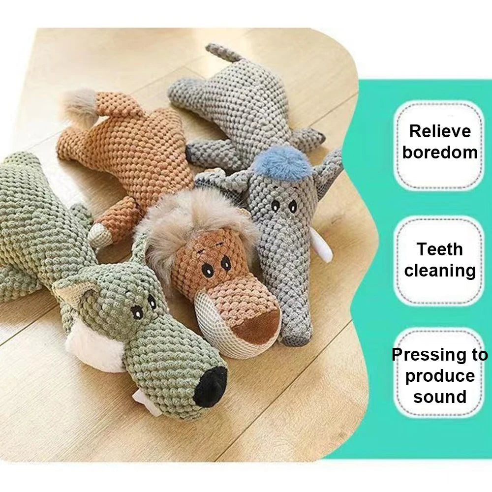 Plush Squeaky Dog Toy - Bite-Resistant Interactive Pet Toy with Sound