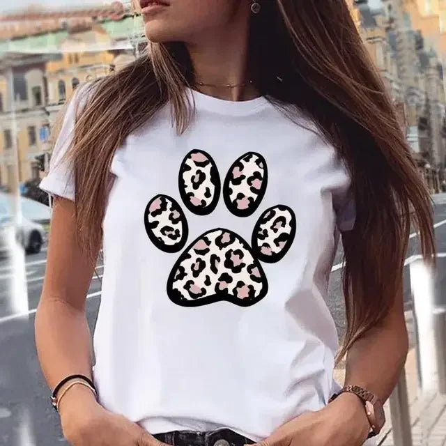 Dog Paw Print Women's T-Shirt - 90s Style Graphic Tee