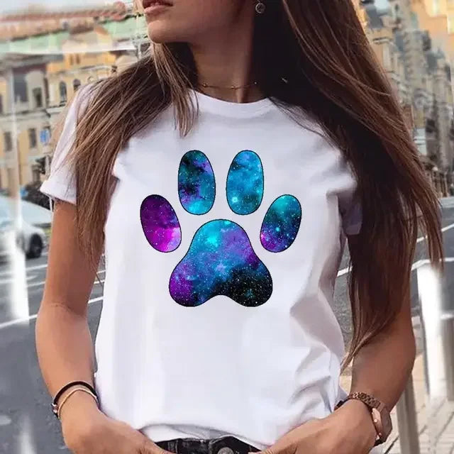 Dog Paw Print Women's T-Shirt - 90s Style Graphic Tee