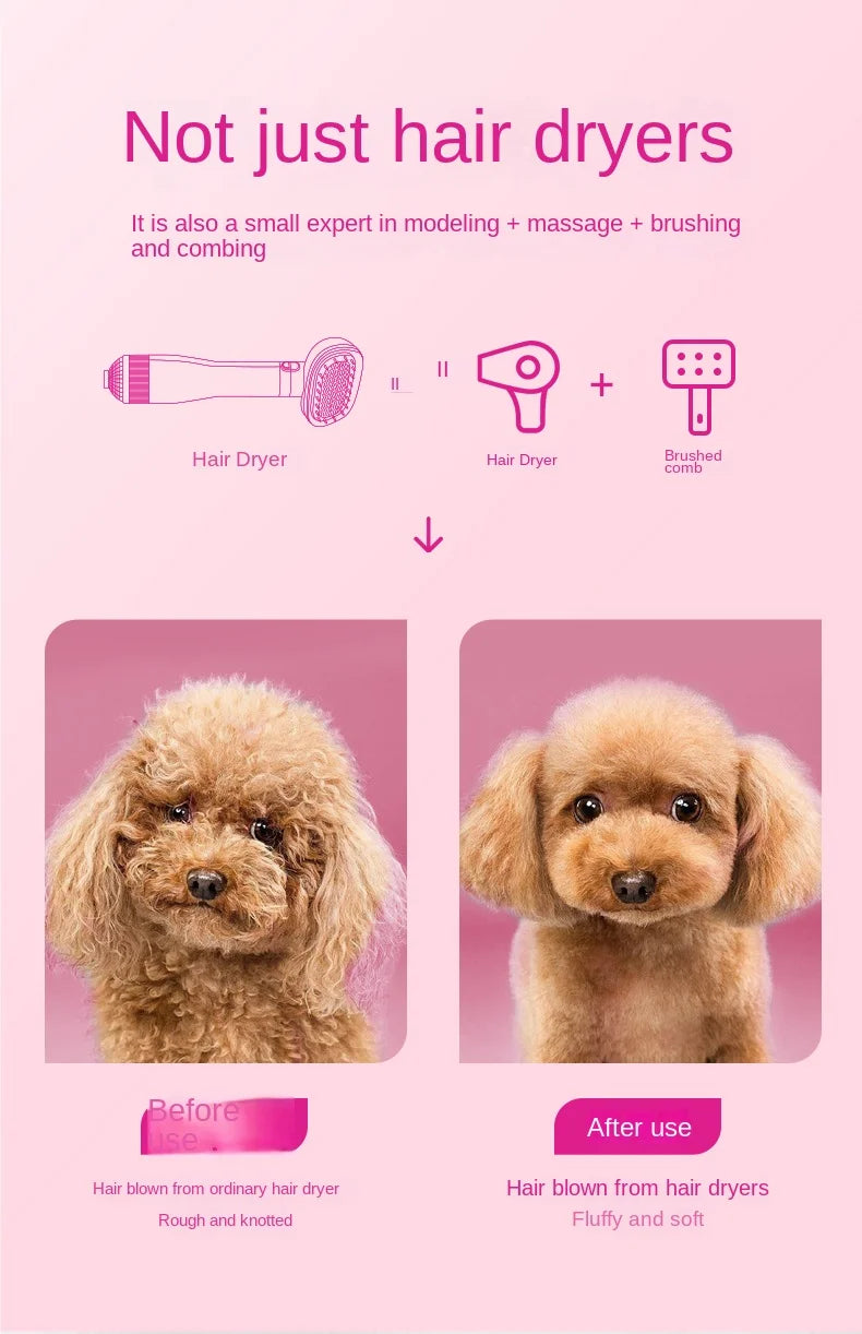 Pet Grooming Dryer Brush - 2-in-1 Quiet Tool