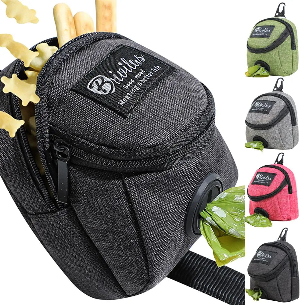 Portable dog training treat bag outdoor travel poop bag dispenser
