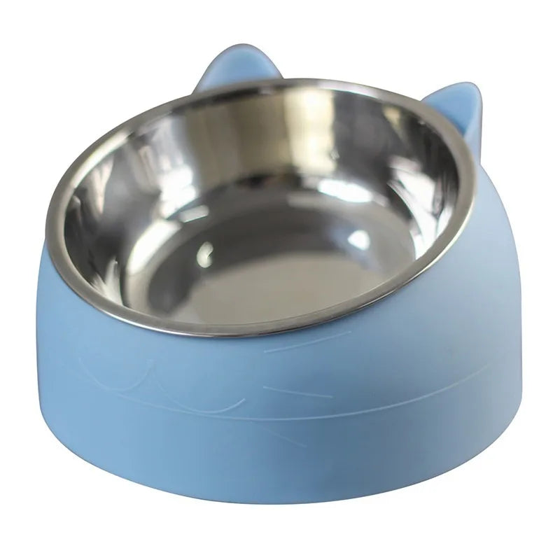 Cat Food Bowl - Stainless Steel Inclined Feeder
