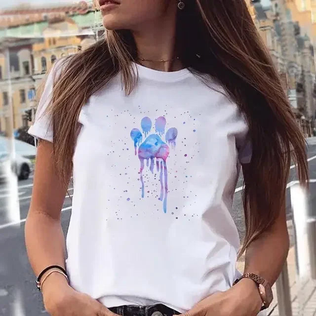 Dog Paw Print Women's T-Shirt - 90s Style Graphic Tee