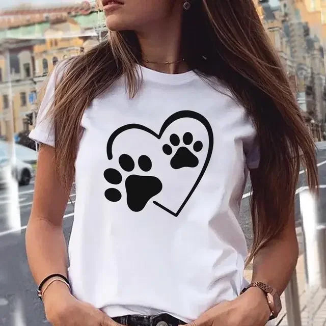 Dog Paw Print Women's T-Shirt - 90s Style Graphic Tee
