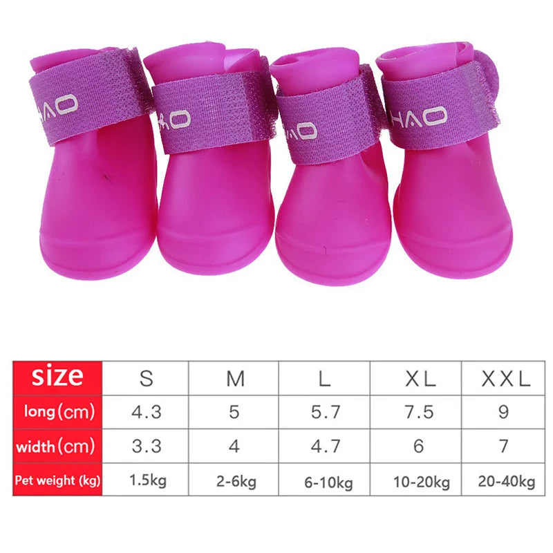Waterproof Pet Rain Boots - 4-Pack Protective Paw Shoes