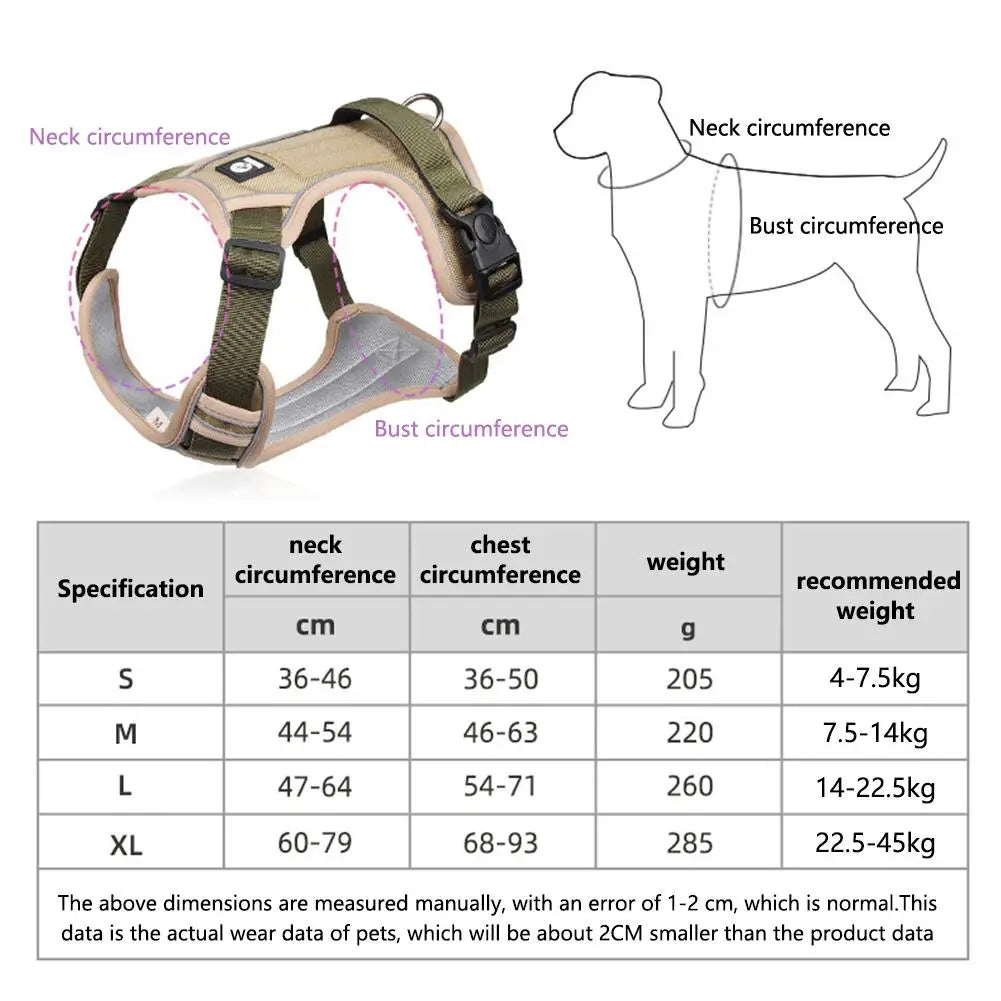Reflective Dog Harness - Adjustable Oxford Vest for Large Dogs