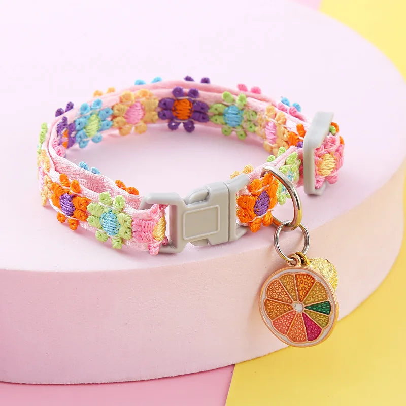 Cat Collar with Bell - Cartoon Footprint Adjustable Safety Collar