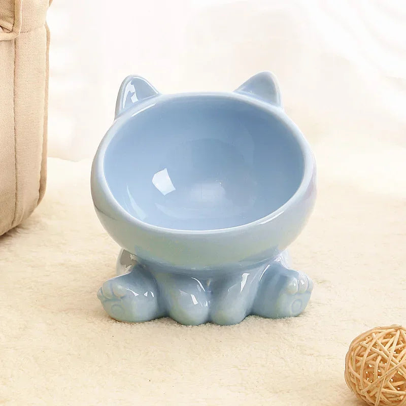 Ceramic Pet Bowl - Elevated Tilted Feeder