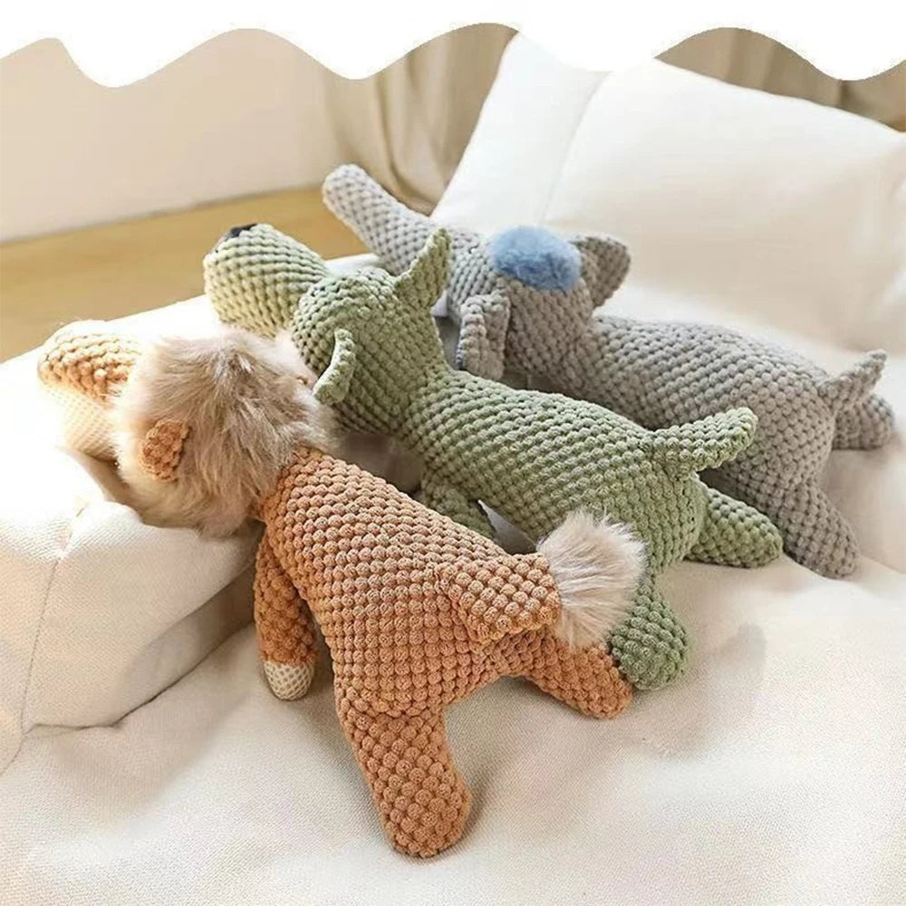 Plush Squeaky Dog Toy - Bite-Resistant Interactive Pet Toy with Sound