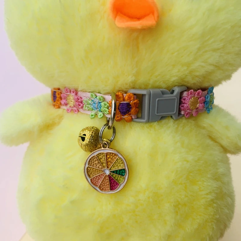 Cat Collar with Bell - Cartoon Footprint Adjustable Safety Collar