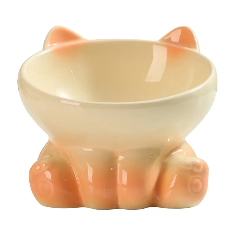 Ceramic Pet Bowl - Elevated Tilted Feeder