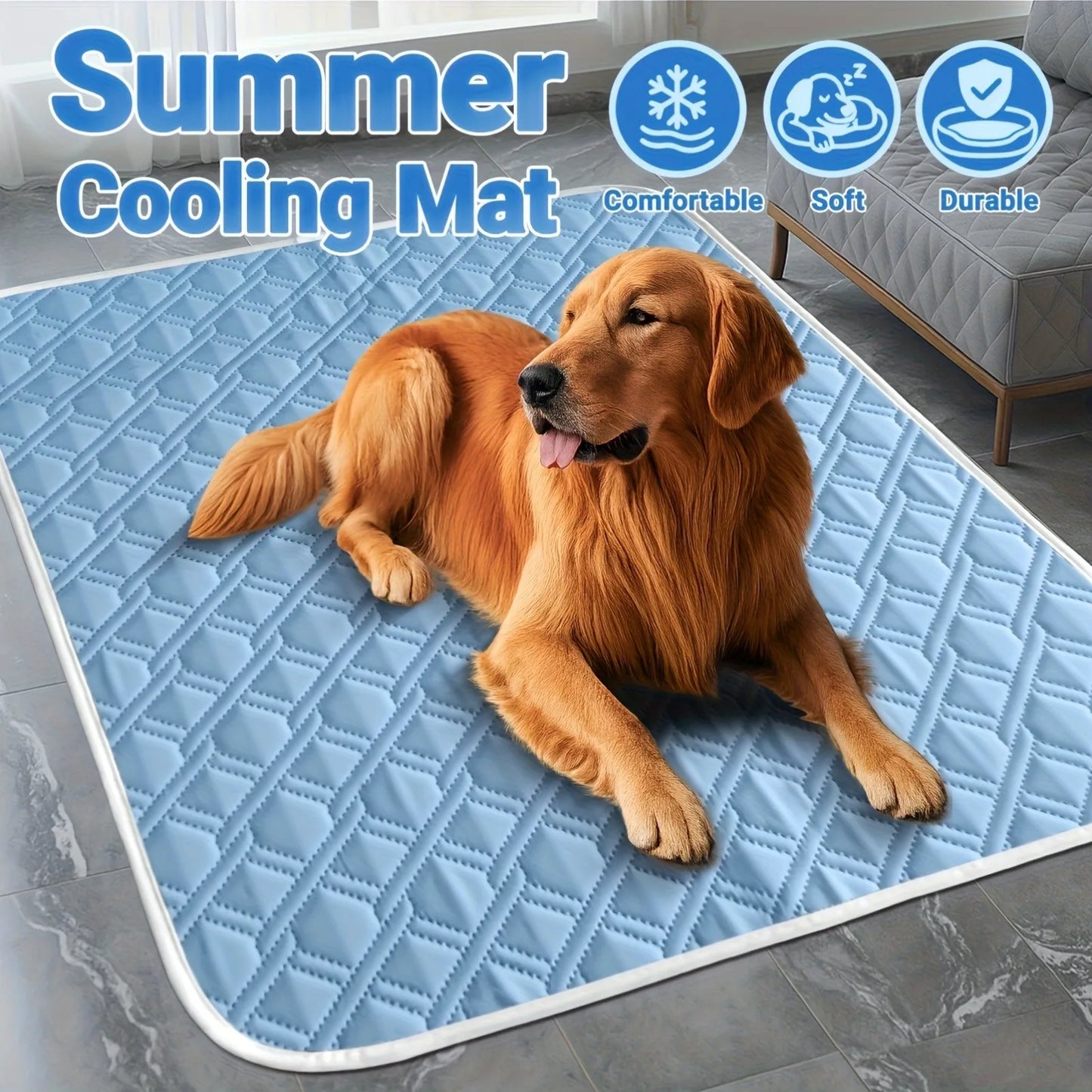 Portable dog cooling mat for summer heat relief