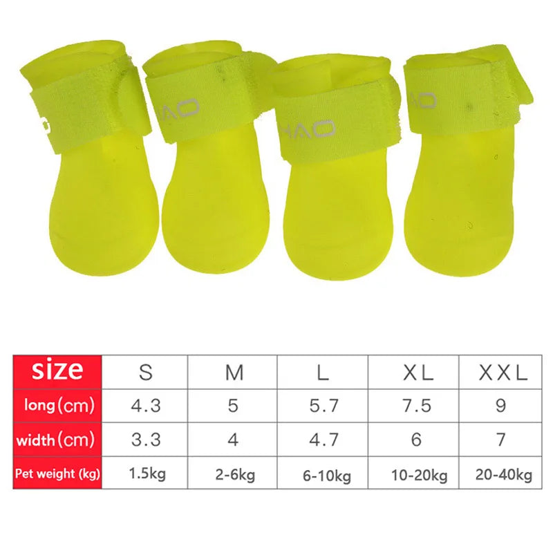 Waterproof Pet Rain Boots - 4-Pack Protective Paw Shoes