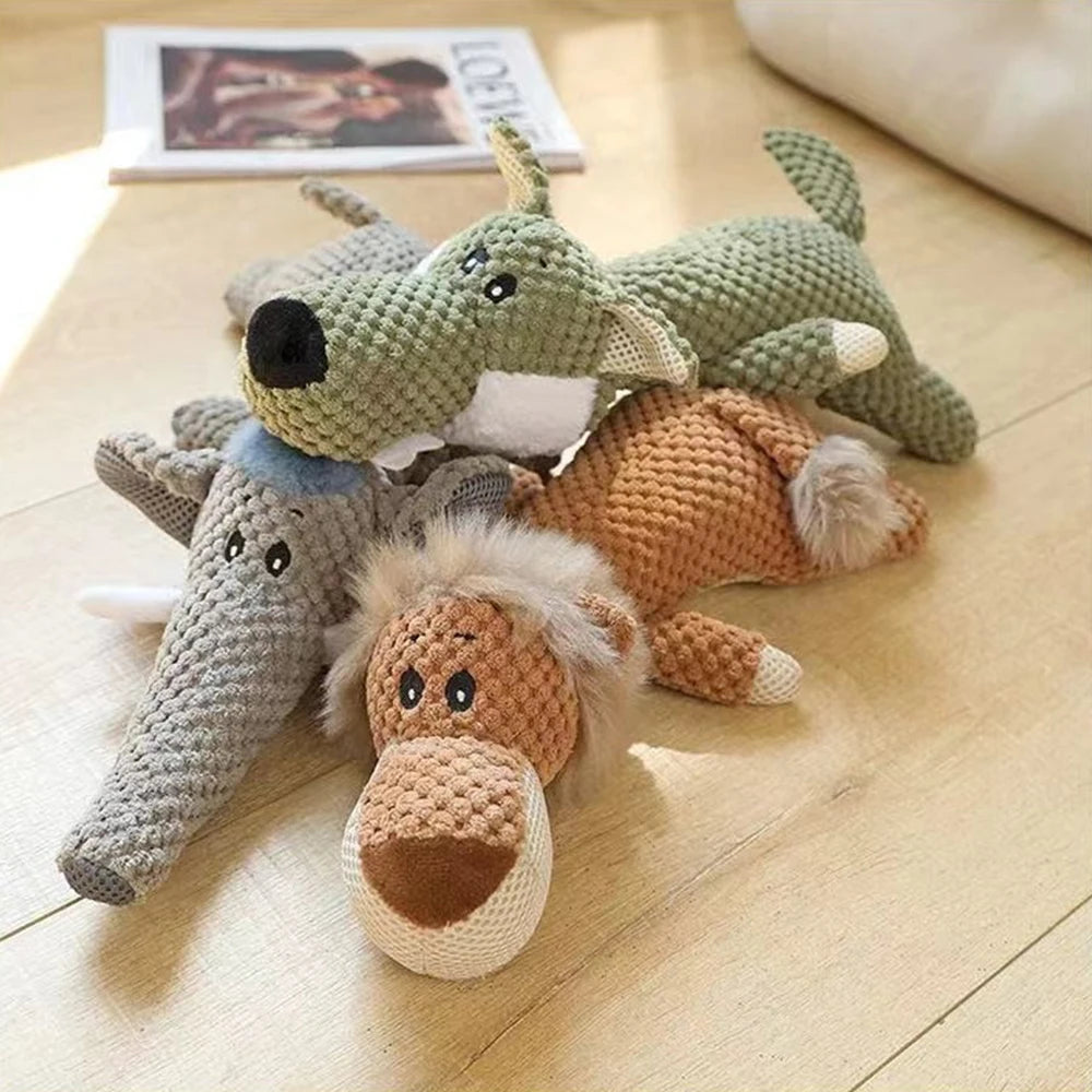 Plush Squeaky Dog Toy - Bite-Resistant Interactive Pet Toy with Sound