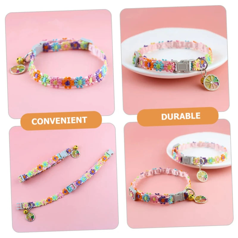 Cat Collar with Bell - Cartoon Footprint Adjustable Safety Collar