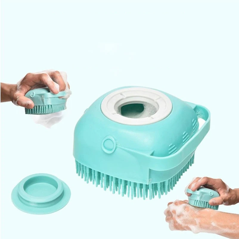 2-in-1 Silicone Pet Bath Brush - Massage & Shampoo Dispenser for Dogs