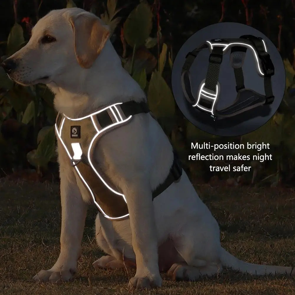 Reflective Dog Harness - Adjustable Oxford Vest for Large Dogs