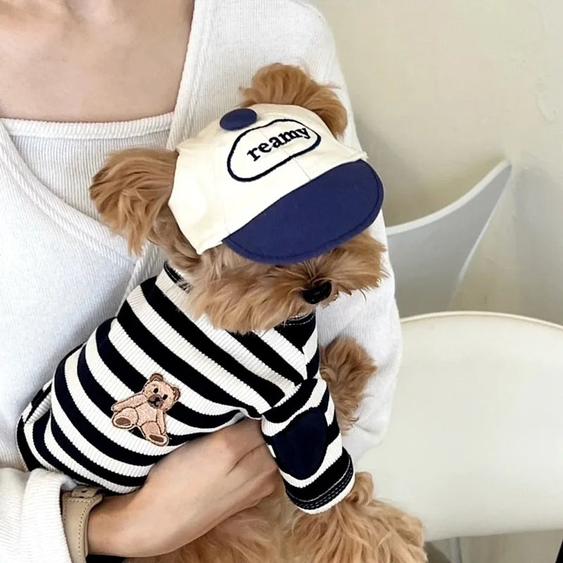 Black striped soft summer pullover t-shirt for small dogs
