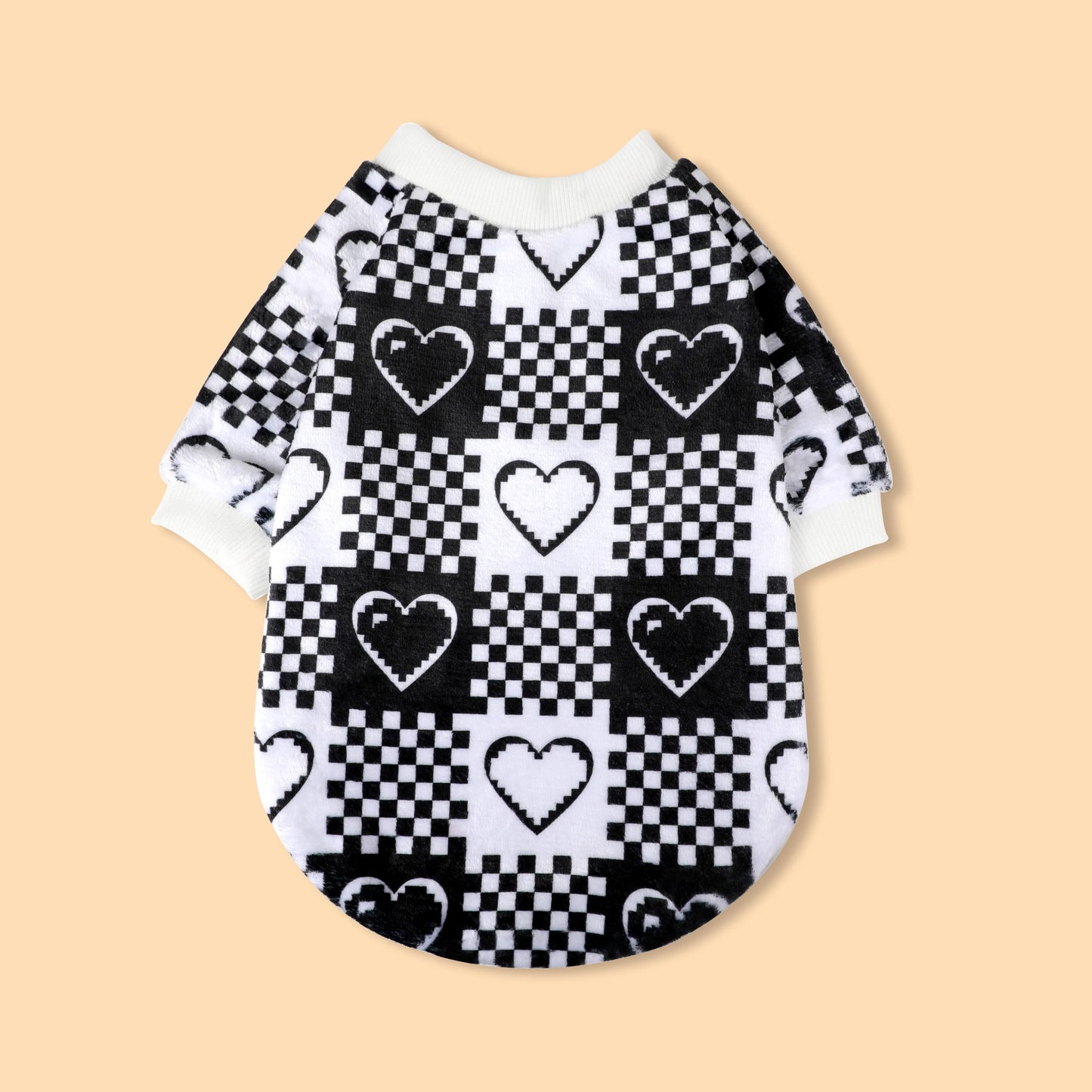 1Pc Spring Summer Pet Short-Sleeve Top Lightweight Breathable Heart & Checkerboard Pattern Shirt Cute Apparel for Cats/Dogs