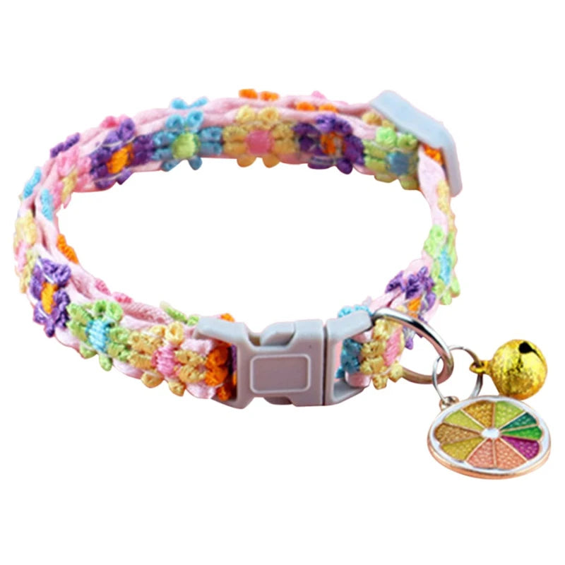 Cat Collar with Bell - Cartoon Footprint Adjustable Safety Collar