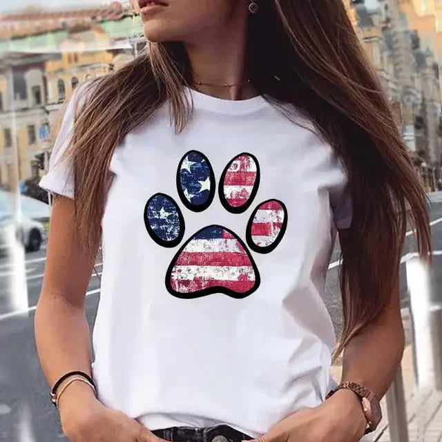 Dog Paw Print Women's T-Shirt - 90s Style Graphic Tee