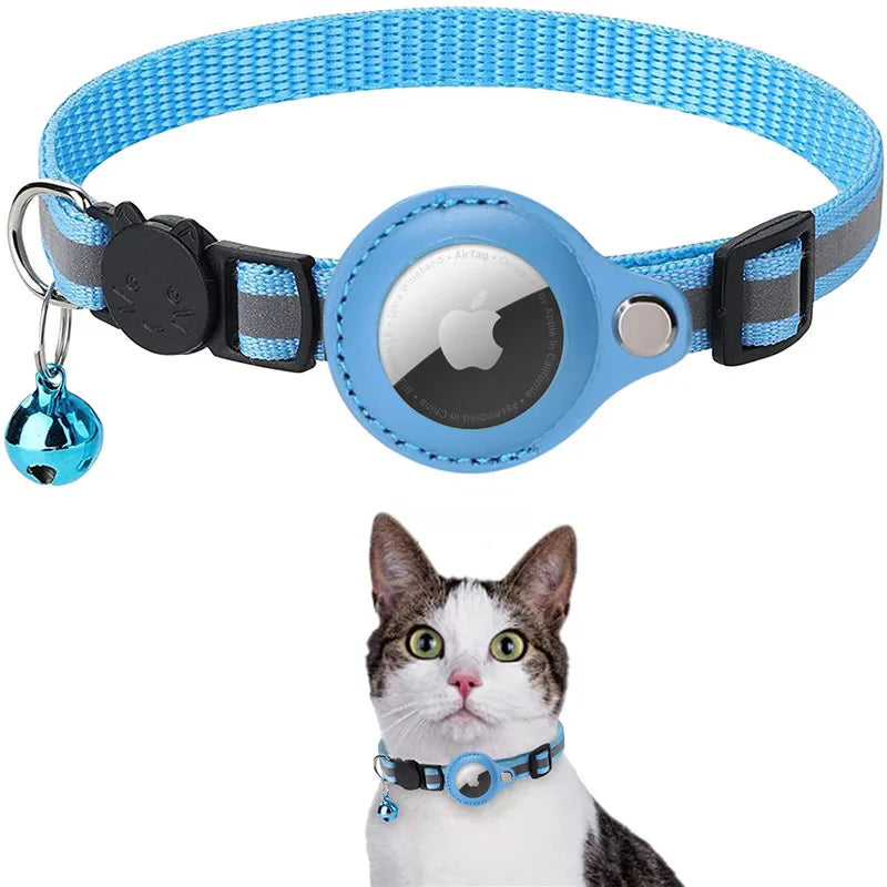 Cat AirTag Holder Collar - Breakaway Reflective Collar with Bell