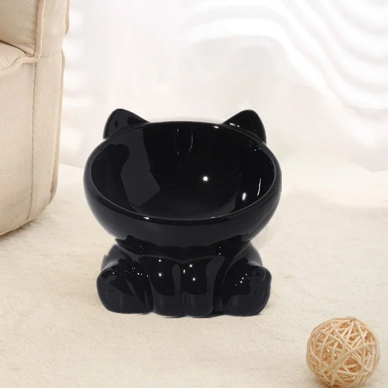 Ceramic Pet Bowl - Elevated Tilted Feeder