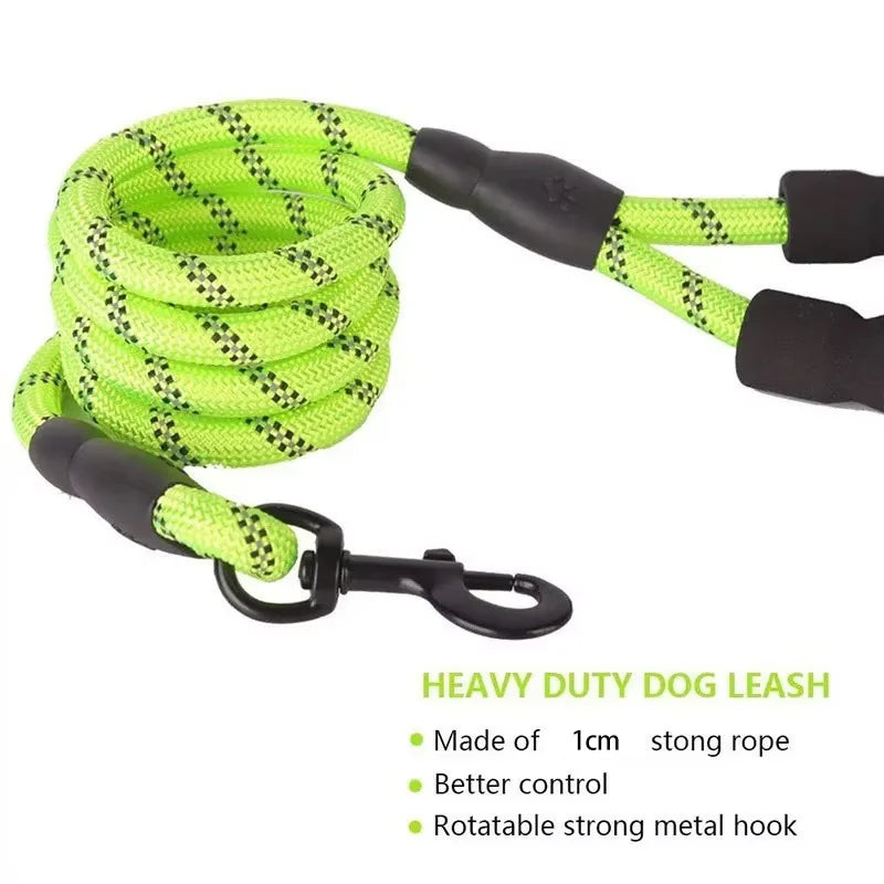 Reflective Dog Leash 2M - Padded Handle for Night Walking