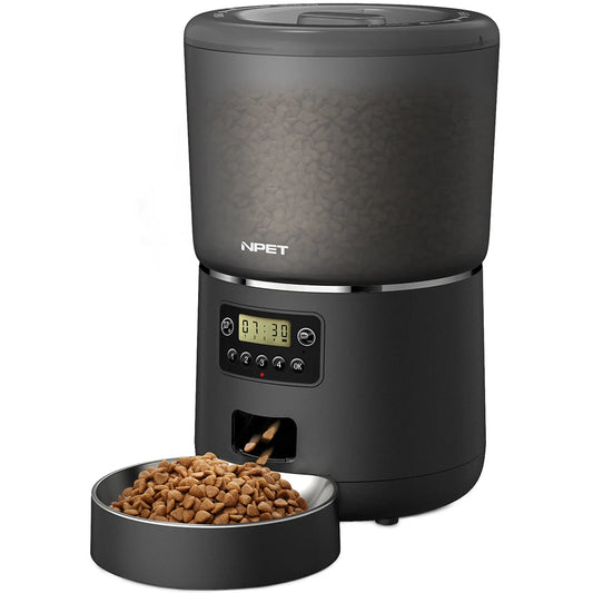 NPET 4L automatic smart pet feeder for cats dogs with stainless steel bowl

