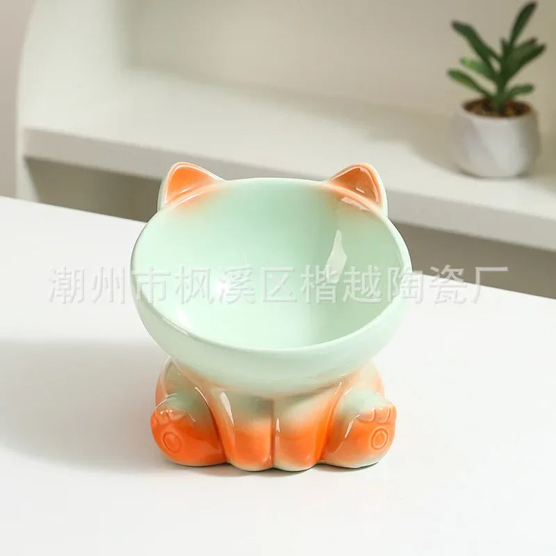 Ceramic Pet Bowl - Elevated Tilted Feeder