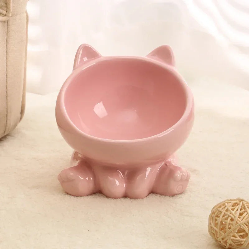 Ceramic Pet Bowl - Elevated Tilted Feeder