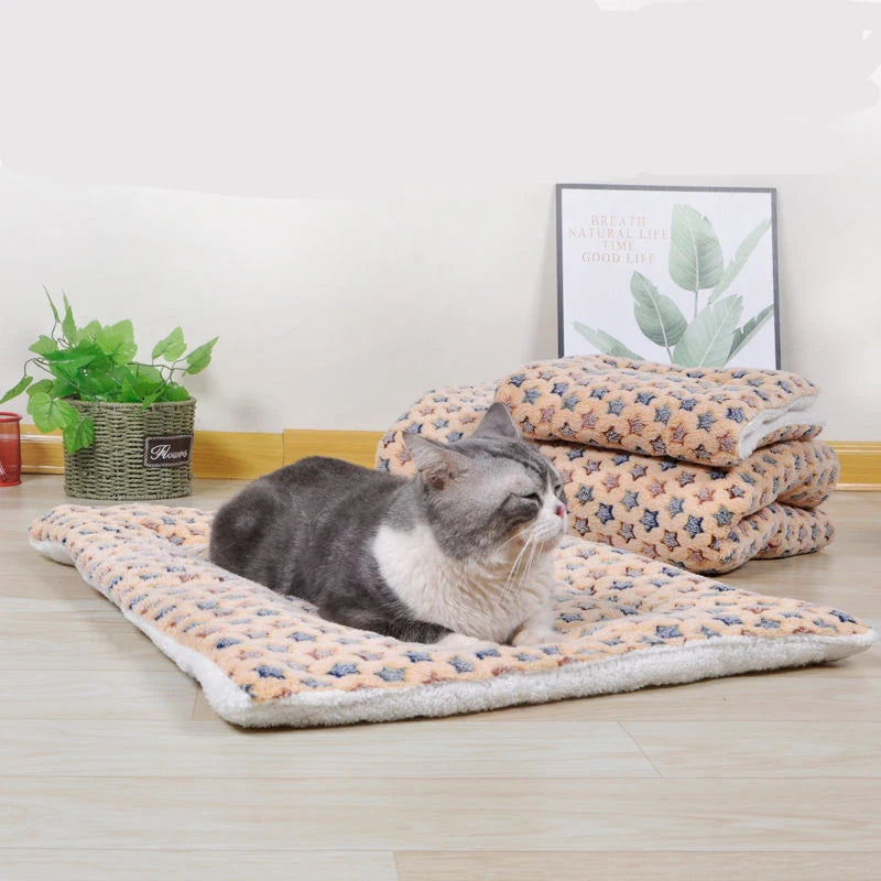 Pet Flannel Winter Blanket - Soft Warm Sleeping Mat for Dogs & Cats