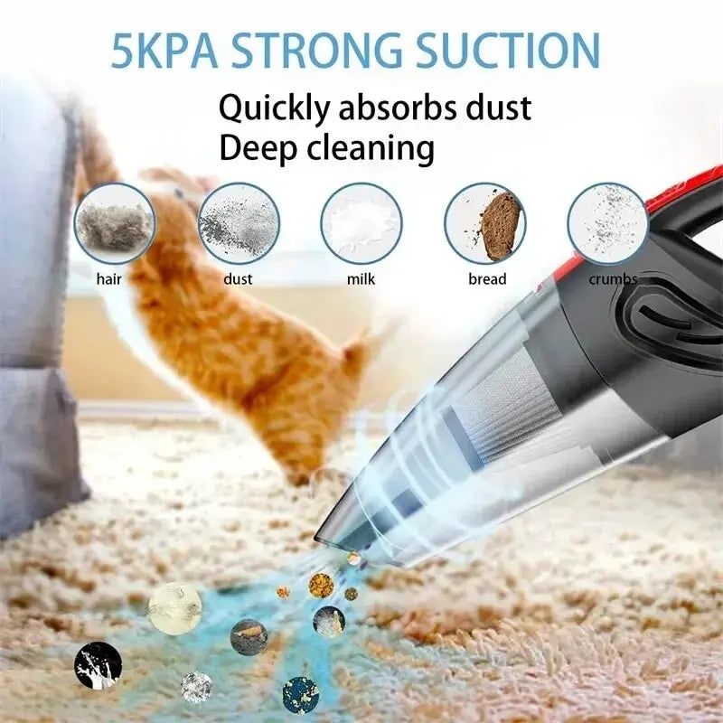 Portable Wireless Vacuum Cleaner - Powerful Pet Hair Remover for Car & Home