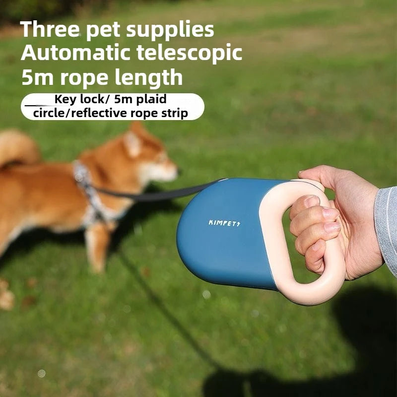 Retractable Dog Leash - 5M Automatic Extending Lead with Reflective Belt