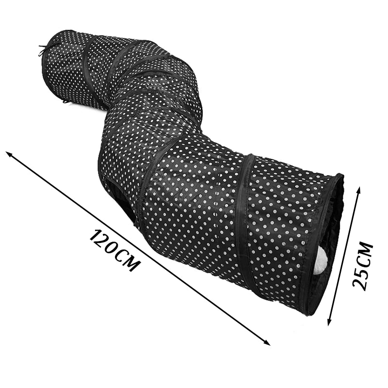 Space-saving kitty training toy with multiple holes for cats
