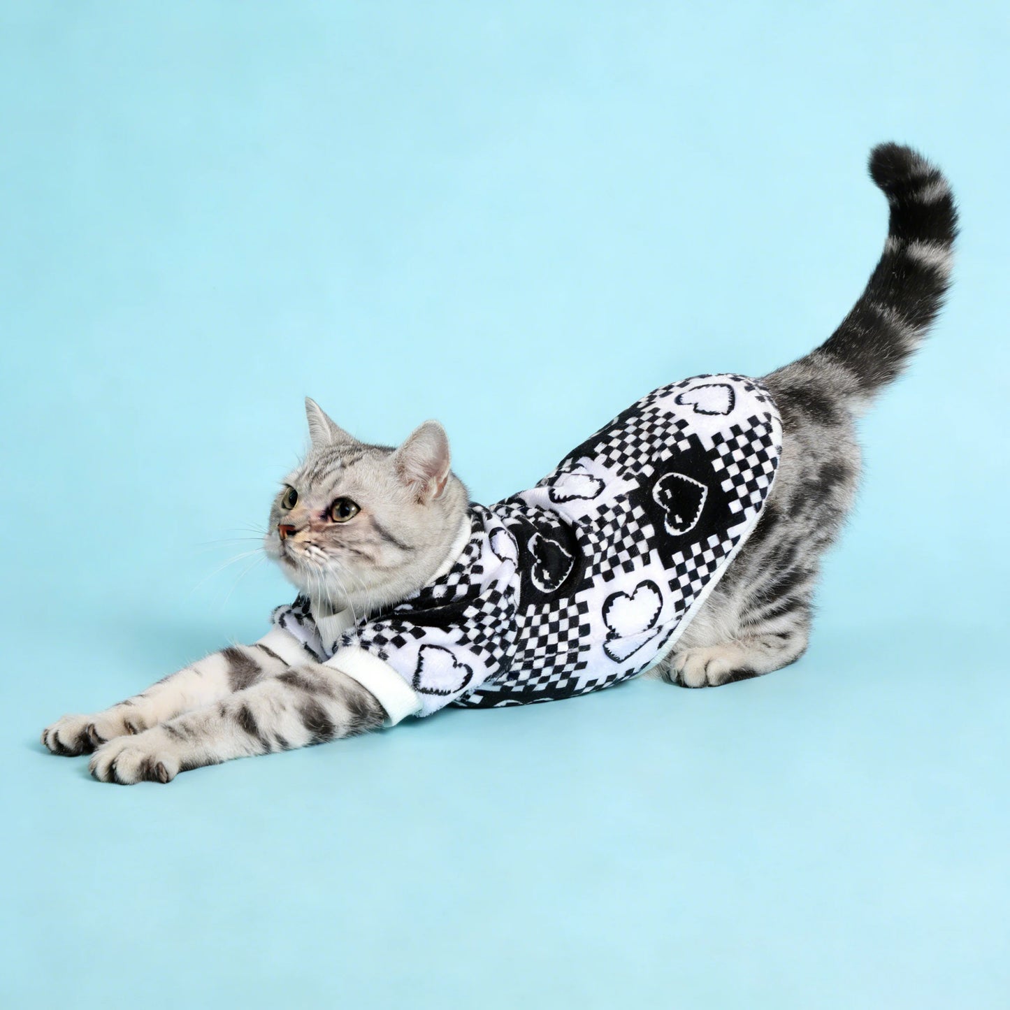 1Pc Spring Summer Pet Short-Sleeve Top Lightweight Breathable Heart & Checkerboard Pattern Shirt Cute Apparel for Cats/Dogs