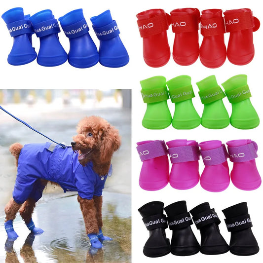 Waterproof pet rain boots 4-pack protective paw shoes for dogs
