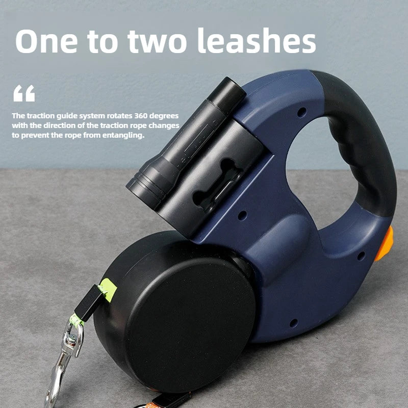 Retractable Dog Leash - Dual Pet Leash with Light