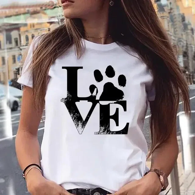 Dog Paw Print Women's T-Shirt - 90s Style Graphic Tee