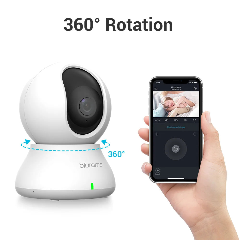 Pet Camera 2K WiFi - 360° PTZ with Night Vision