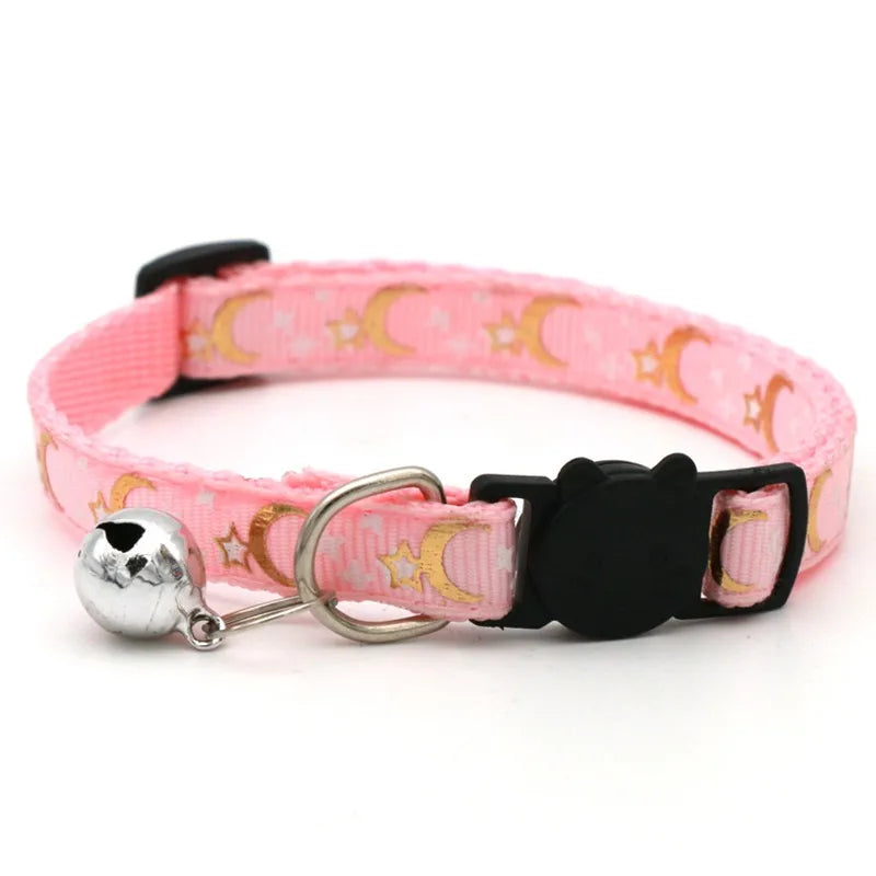 Cat Collar with Bell - Cartoon Footprint Adjustable Safety Collar