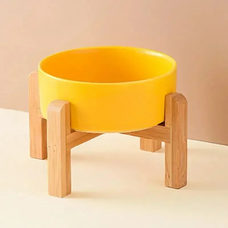 Elevated Dog Bowl - Ceramic with Wooden Stand